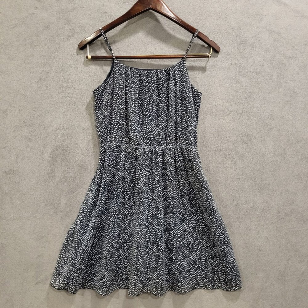 Ann Taylor Loft Blouson Dress Women's Size SP Geometric Sheer Lined Summer Beach